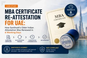 MBA Certificate Re-Attestation for UAE Case Study: How Santhosh’s Older Indian Attestation Was Renewed in 6 Working Days
