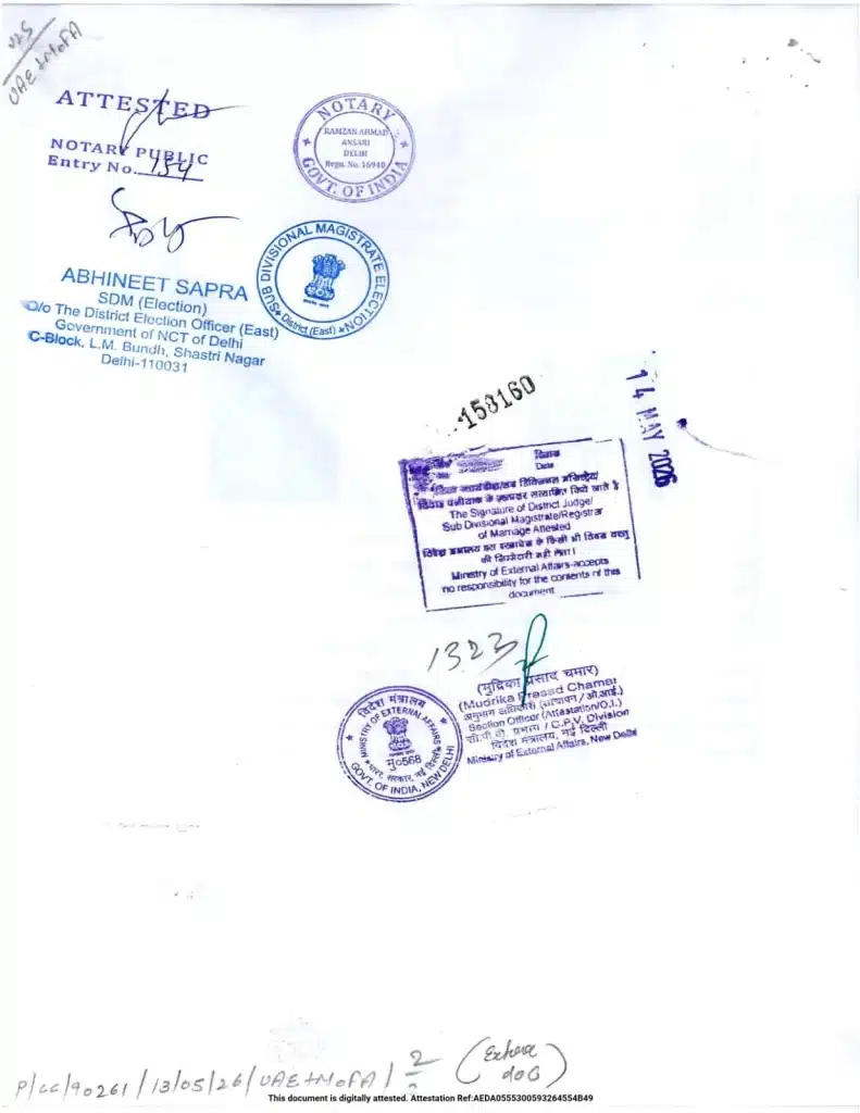 MOFA Attestation in dubai marriage for certificate