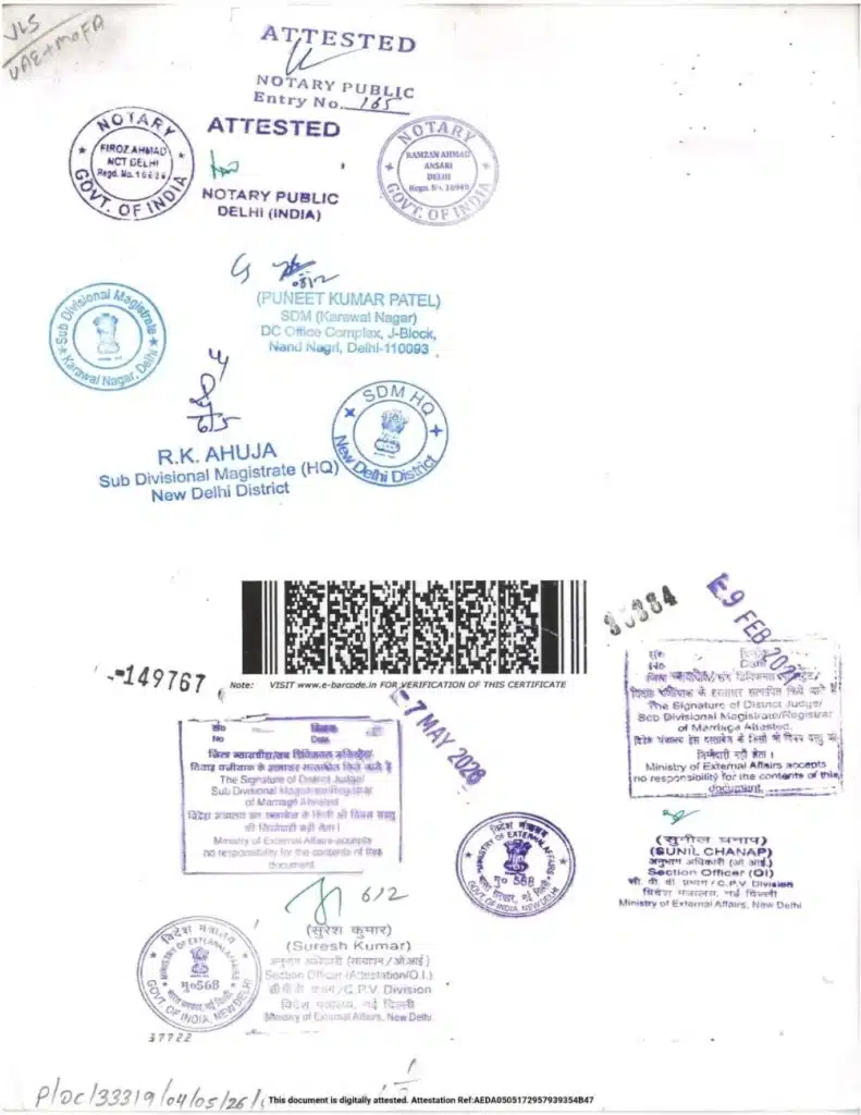 MOFA Attestation in dubai for degree certificate