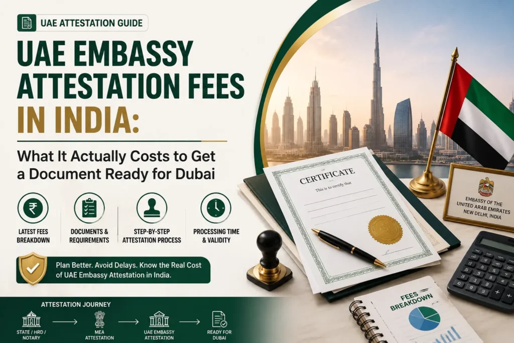 UAE embassy attestation fees India